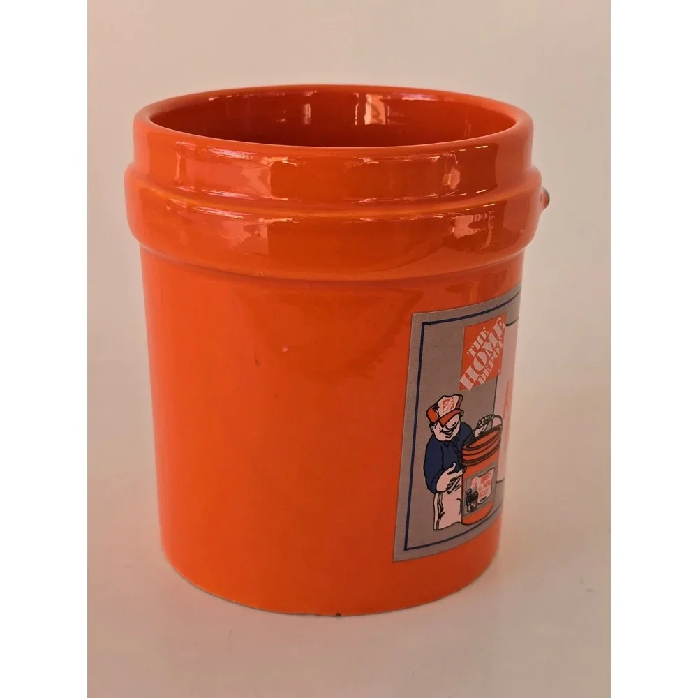 Home Depot Homers All Purpose Bucket Mug 2012 Mr Christmas Orange Ceramic Cup